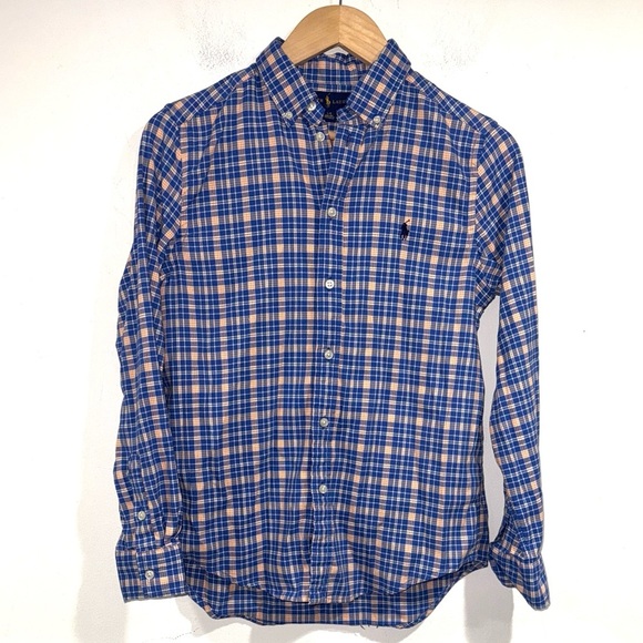 Ralph Lauren plaid button Down classic casual long sleeve shirt boys large 14 16 - Picture 1 of 4